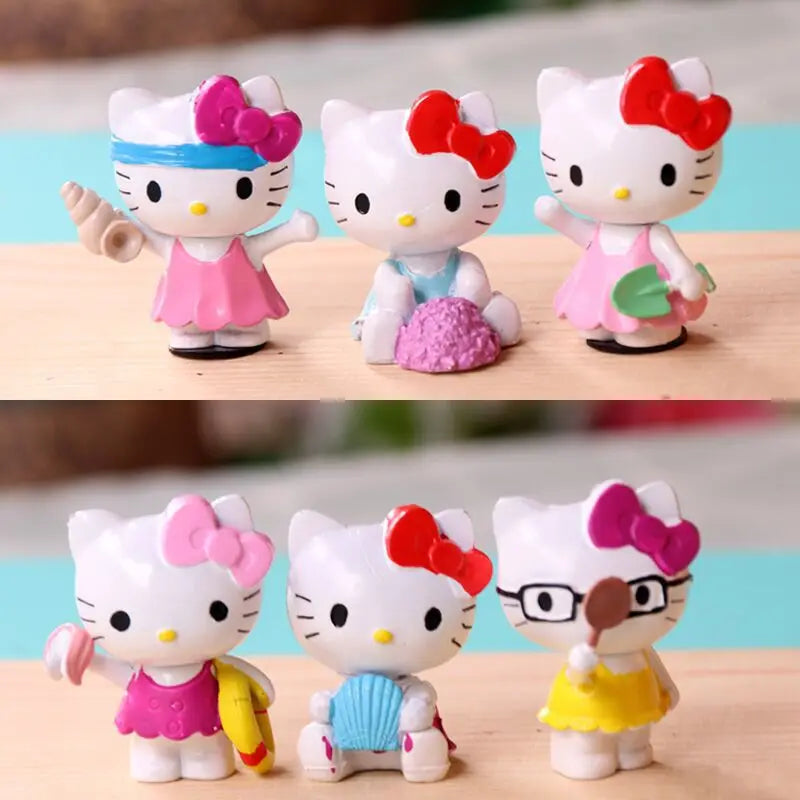 Sanrio Hello Kitty Figure Toy | 6pcs Set Beach Figurine