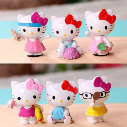 Sanrio Hello Kitty Figure Toy | 6pcs Set Beach Figurine