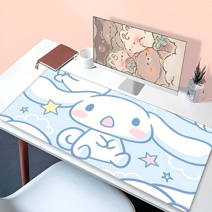 Cool Blue Cinnamoroll Desk Pad | Kawaii Mouse & Keyboard Cover
