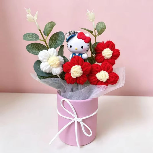 Sanrio Hello Kitty Hug Bucket | Plush Bouquet with Elegant Floral Arrangement
