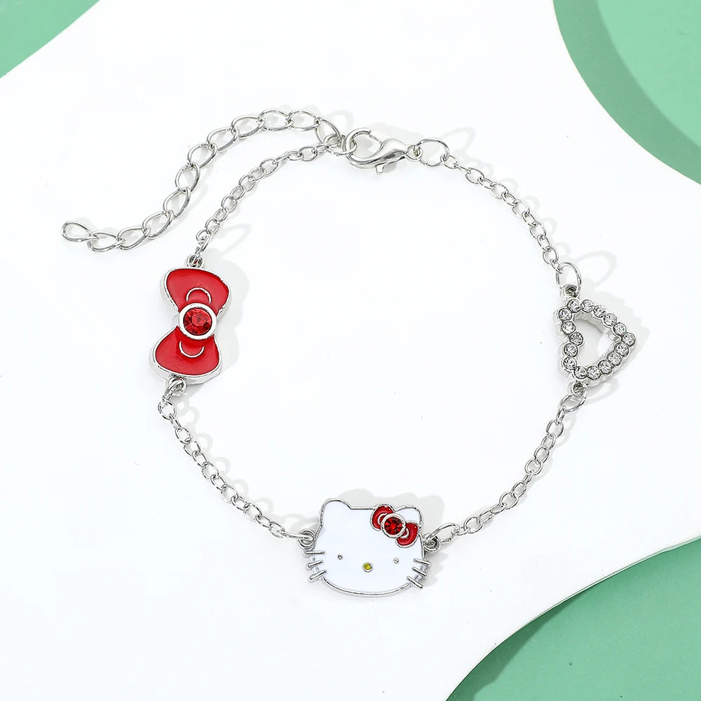 Sanrio Hello Kitty Bangle Featuring Heart and Bow-Knot Charms