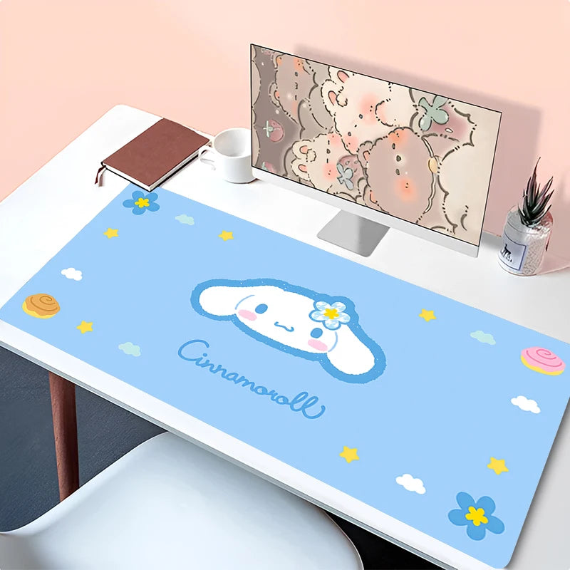 Cool Blue Cinnamoroll Desk Pad | Kawaii Mouse & Keyboard Cover