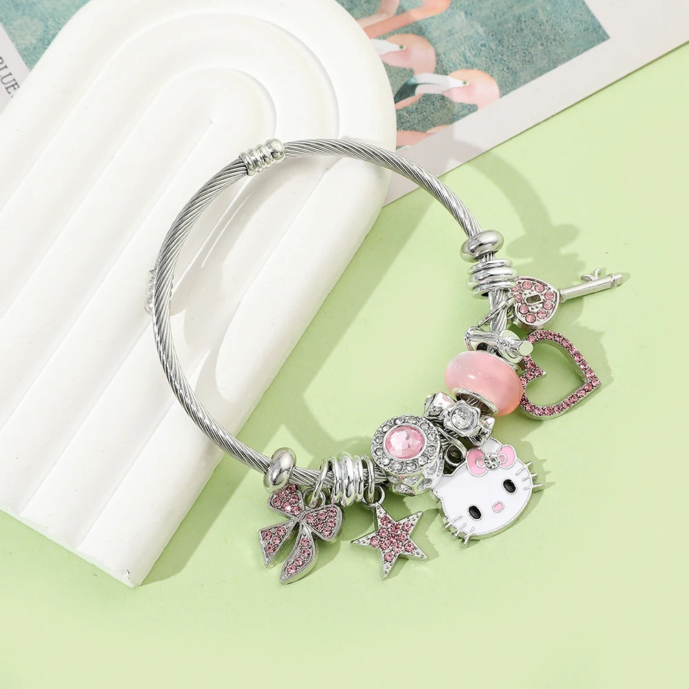 Hello Kitty Adjustable Bracelet with Pinky Charms