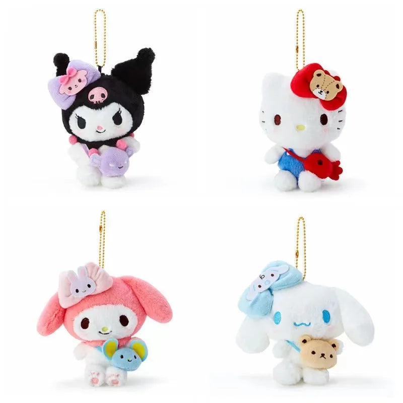 Hello Kitty Plush Keychains with Varied Clothing Styles