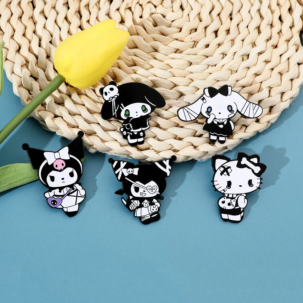 Sanrio Character Halloween Pins | Gothic Inspired Enamel Lapel Set