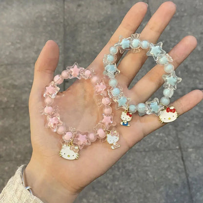 Blue Star and Candy Beads Bracelet with Cinnamoroll Charm