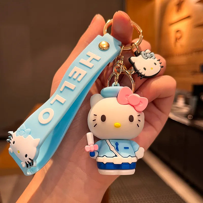 3D Hello Kitty Keychain dressing in Blue