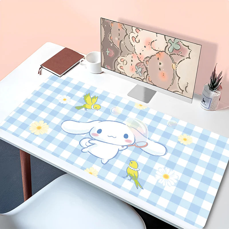 Cool Blue Cinnamoroll Desk Pad | Kawaii Mouse & Keyboard Cover