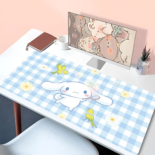 Cool Blue Cinnamoroll Desk Pad | Kawaii Mouse & Keyboard Cover