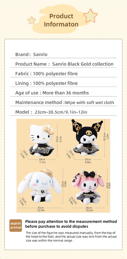 Cinnamoroll Sanrio Black Gold Collection Stuffed Toy