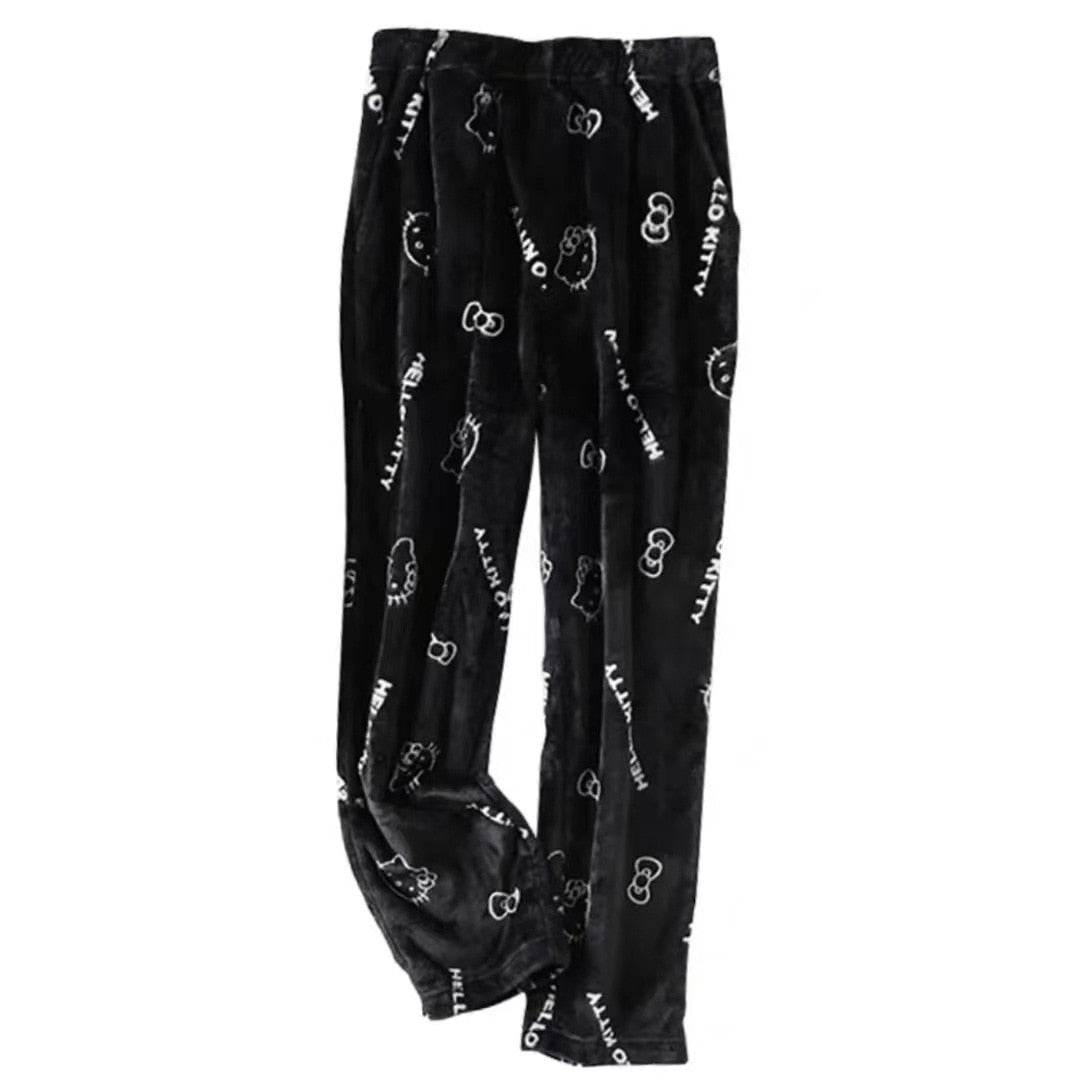 Sanrio Hello Kitty Pajamas | Kawaii Casual Home Pants black color