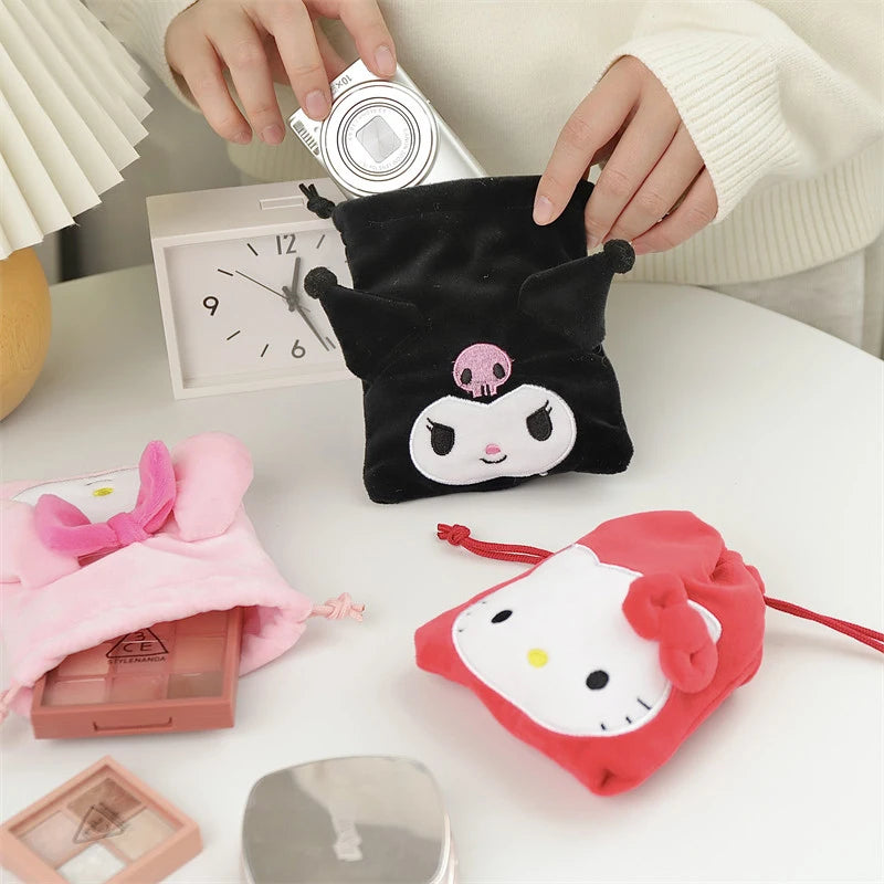 Sanrio Cartoon Plush Drawstring Tote Bag
