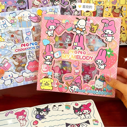 Sanrio Cartoon Stickers Pack – 100 Pieces, Waterproof