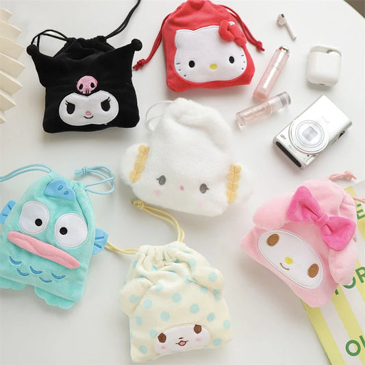 Sanrio Characters Plush Drawstring Bag