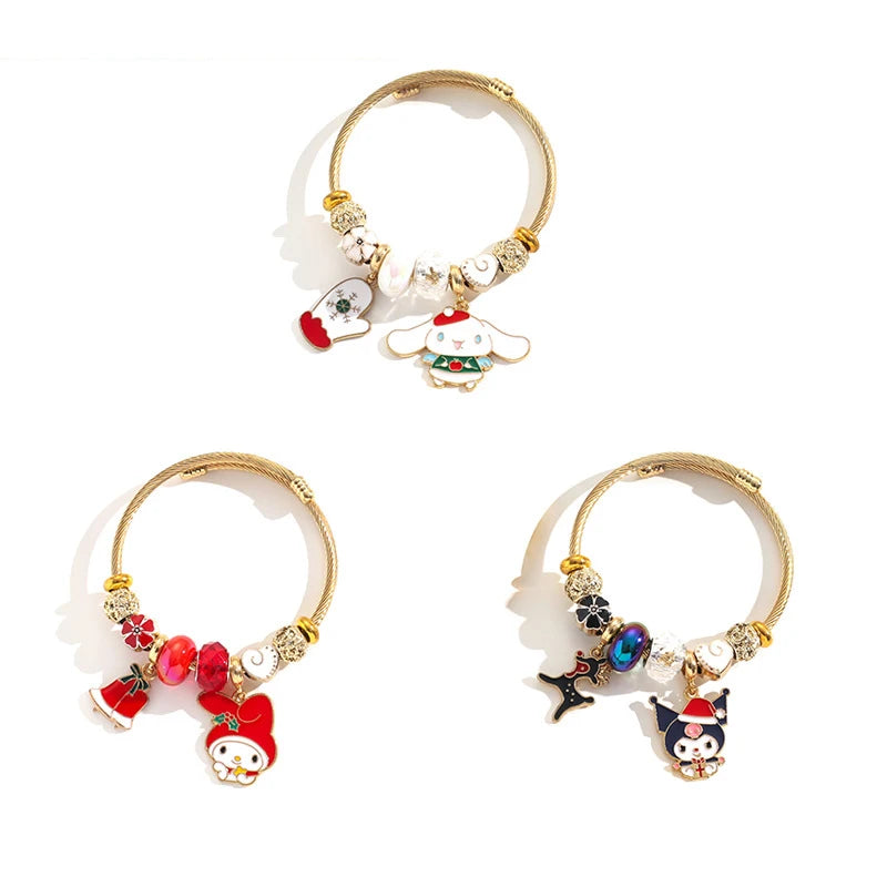 Sanrio Christmas Charm Bracelet | Adjustable Beaded Holiday Accessory