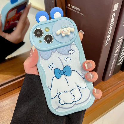 Sanrio Cinamoroll Kawaii 3D Ears Camera Shield Phone Case