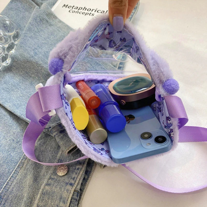 Sanrio Cinnamoroll Transparent Plush Crossbody Bag for Girls