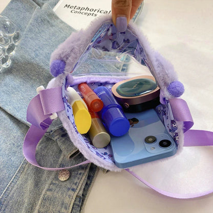 Sanrio Cinnamoroll Transparent Plush Crossbody Bag for Girls