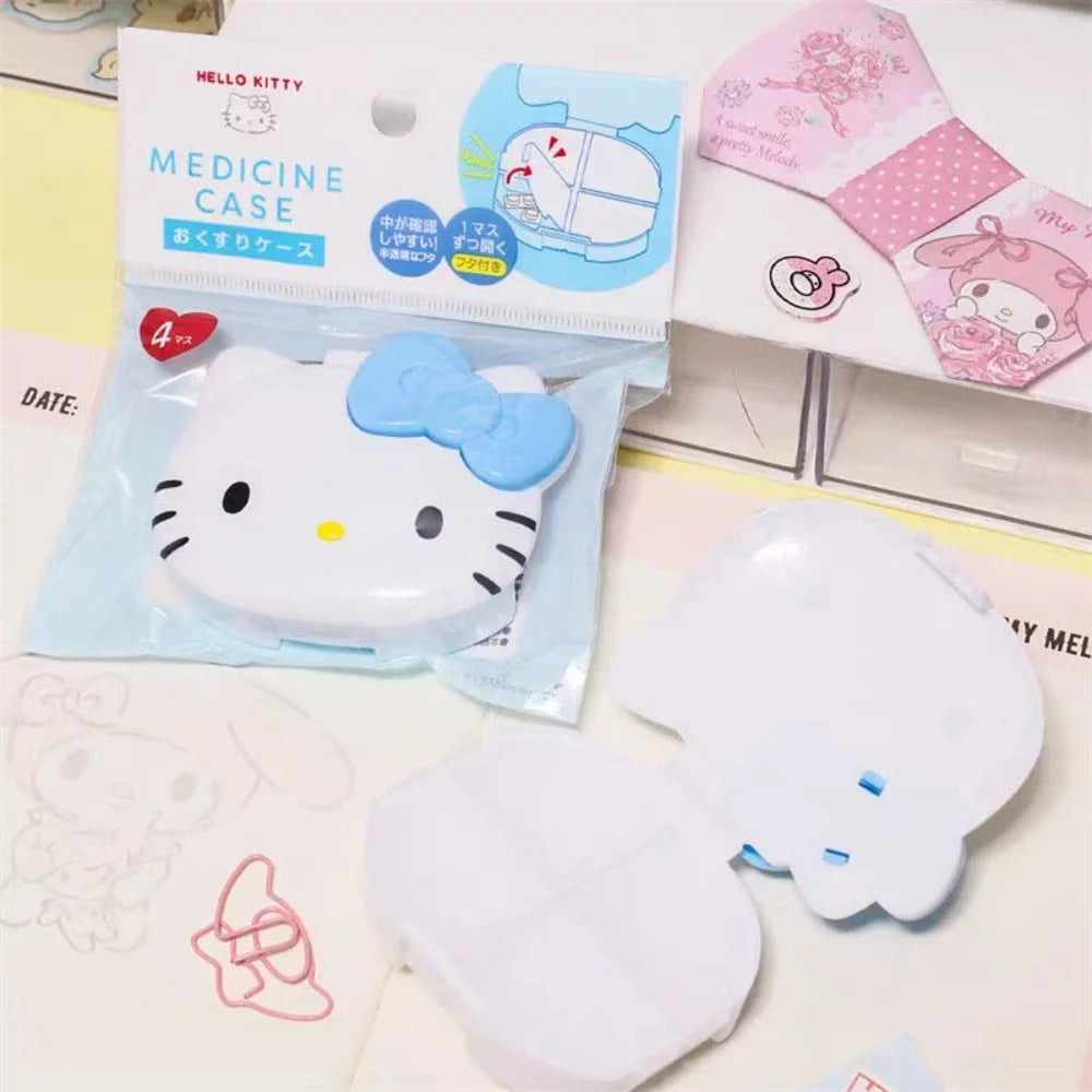 Sanrio Cute Mini Pill Box | 4-Grid Travel Organizer