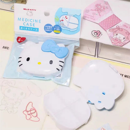 Sanrio Cute Mini Pill Box | 4-Grid Travel Organizer