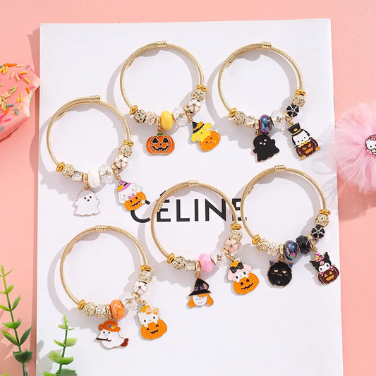 Sanrio Halloween Adjustable Beaded Bracelet  Hello Kitty, Kuromi, My Melody, Cinnamoroll, Pompompurin, and Pochacco