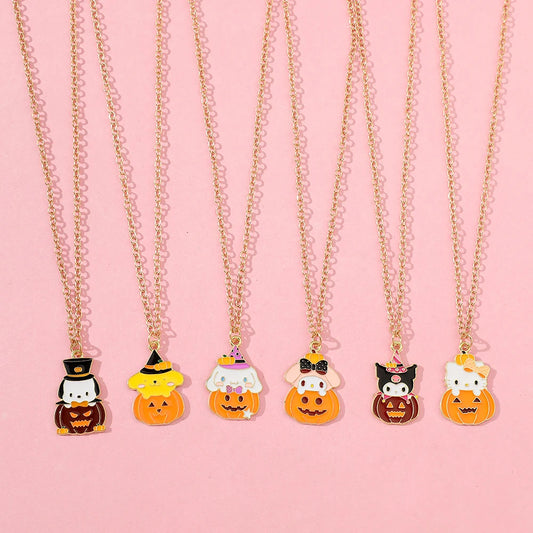 Sanrio Halloween Pumpkin Necklace with Character Design