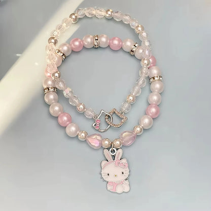 Sanrio Hello Kitty 2PCS Bracelet Set – Crystal Bead Charm Jewelry