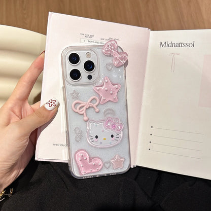 Sanrio Hello Kitty 3D Bling Pink Clear Phone Cover