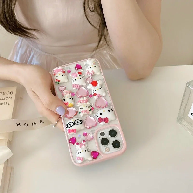 Sanrio Hello Kitty 3D Phone Case | Transparent with Diamond Accents