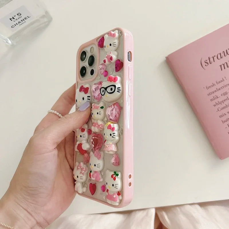 Sanrio Hello Kitty 3D Transparent Case | Sparkling Diamond Design