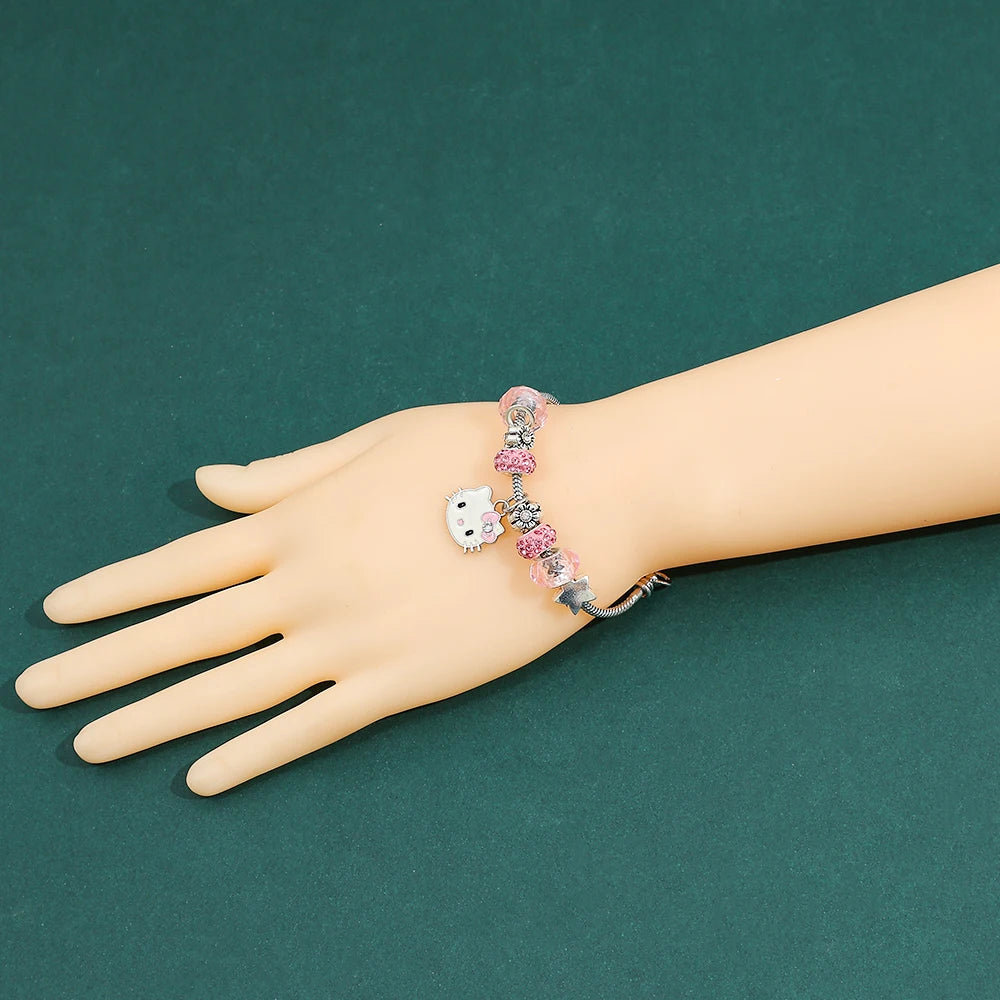 Sanrio Hello Kitty Charm Necklace & Bracelet – Adjustable & Cute