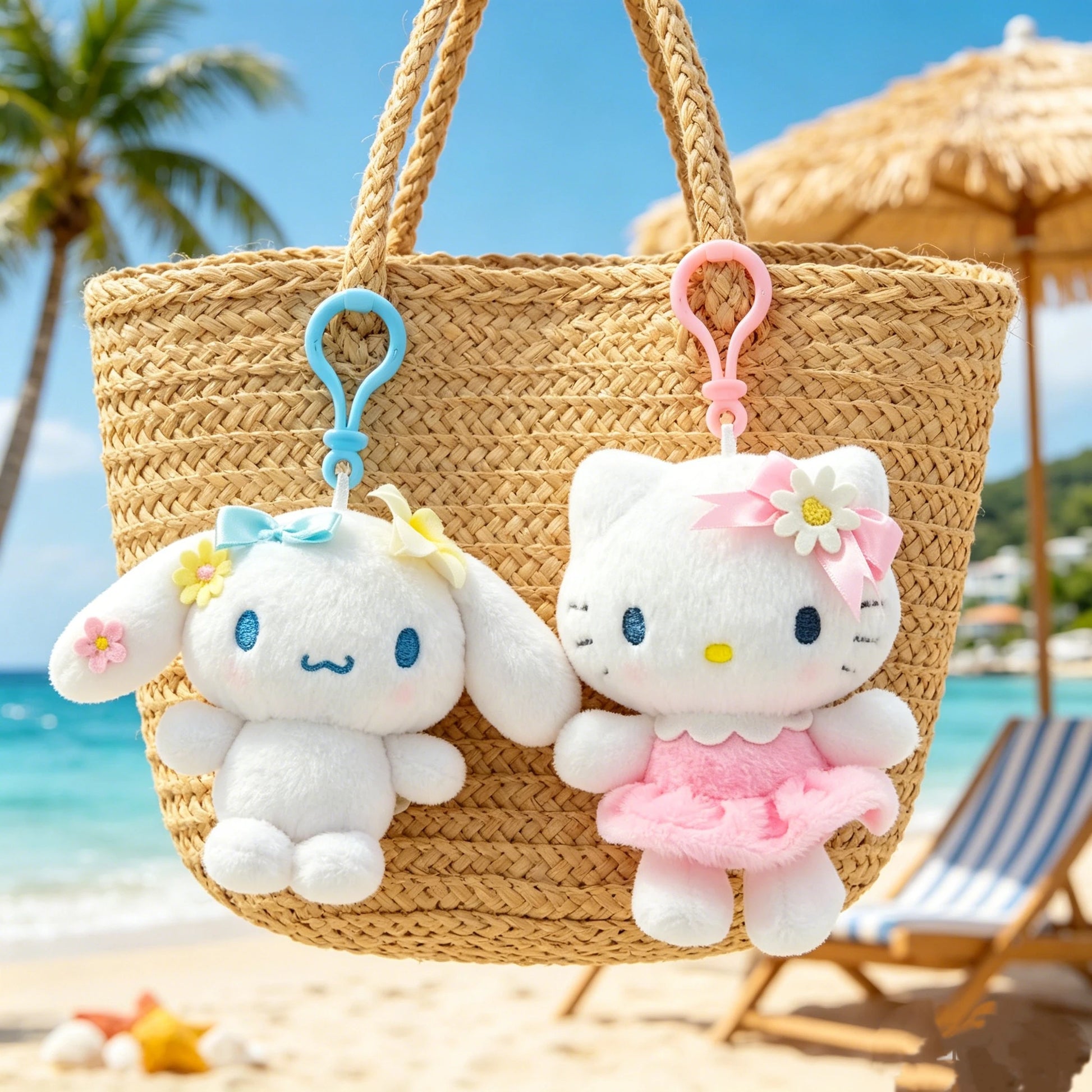 Sanrio Hello Kitty & Cinnamoroll Flower Series Plush Keychain