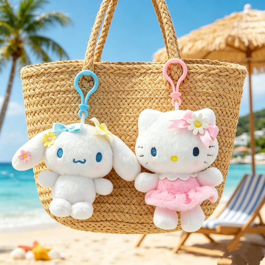 Sanrio Hello Kitty & Cinnamoroll Flower Series Plush Keychain