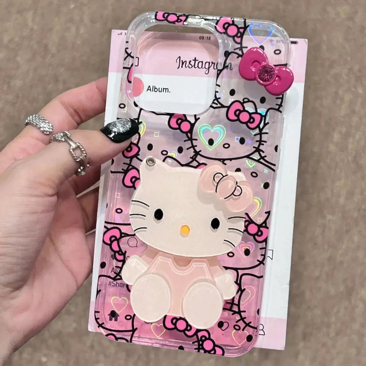 Sanrio Hello Kitty Classic Bow Design Phone Case with Mirror