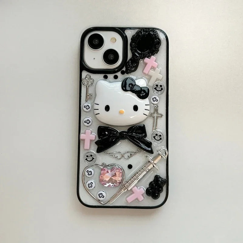 Sanrio Hello Kitty Gothic 3D Kawaii Phone Case for Iphone