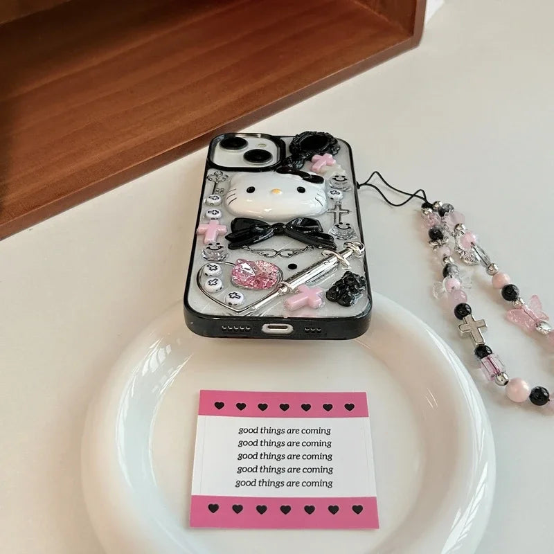 Sanrio Hello Kitty Gothic Phone Case with Kawaii 3D Design