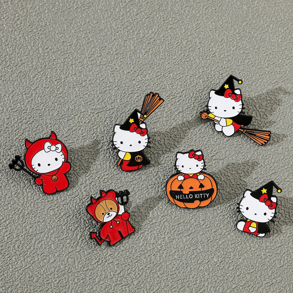 Sanrio Hello Kitty Halloween Brooch Set | 6-Piece for Spooky Style