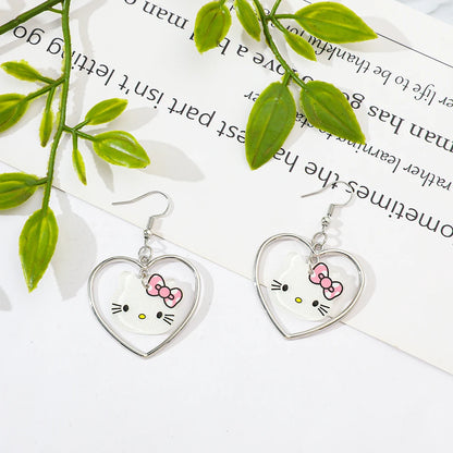 Sanrio Hello Kitty Heart Drop Earrings – Trendy Cute Style