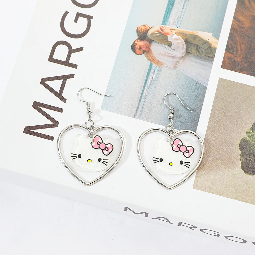 Sanrio Hello Kitty Heart Earrings – Super Cute Kawaii Style