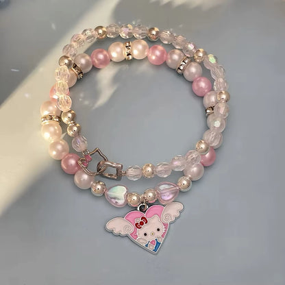 Sanrio Hello Kitty Jewelry Set – 2PCS Cute Crystal Bead Bracelets