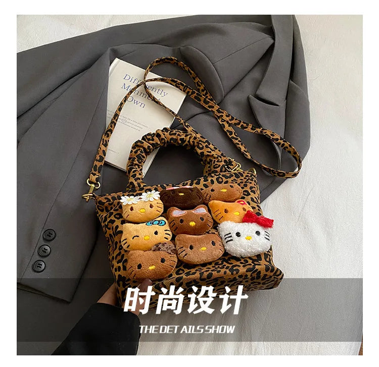 Sanrio Hello Kitty Leopard Print Fashion Crossbody Bag