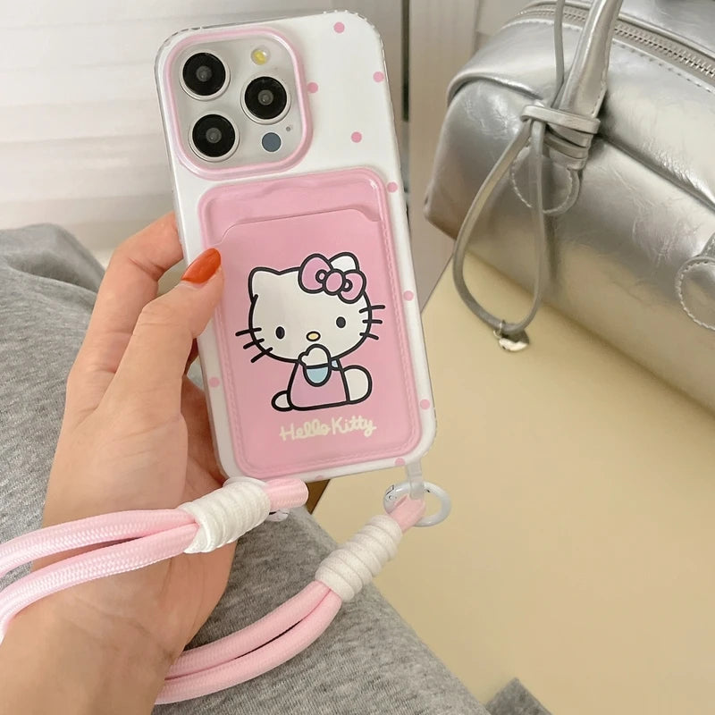 Sanrio Hello Kitty Wallet Phone Case with Card Pocket and Lanyard