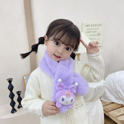 Sanrio Kawaii Kuromi Plush Scarf for Kids – Snuggly Warmth and Adorable Design
