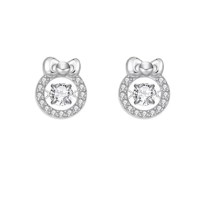 Sanrio Kawaii Silver Hello Kitty Earrings – Chic and Playful