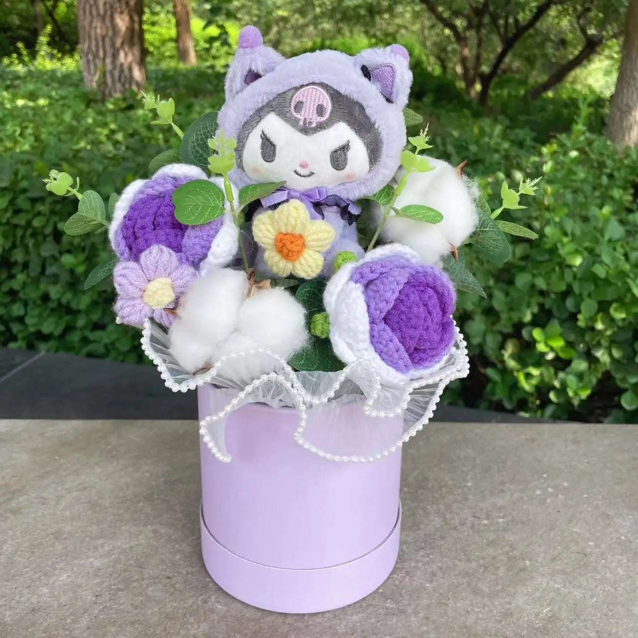 Sanrio Kuromi Plush Bouquet with Floral Arrangement | Hug Bucket Edition