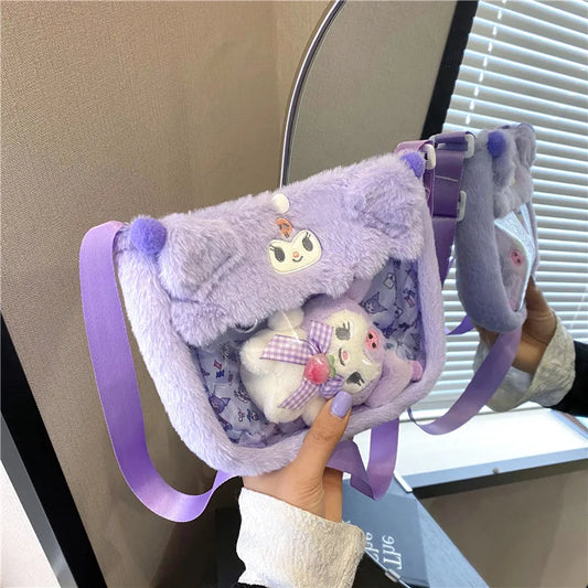Sanrio Kuromi Plushie Bag – Cute Transparent Crossbody
