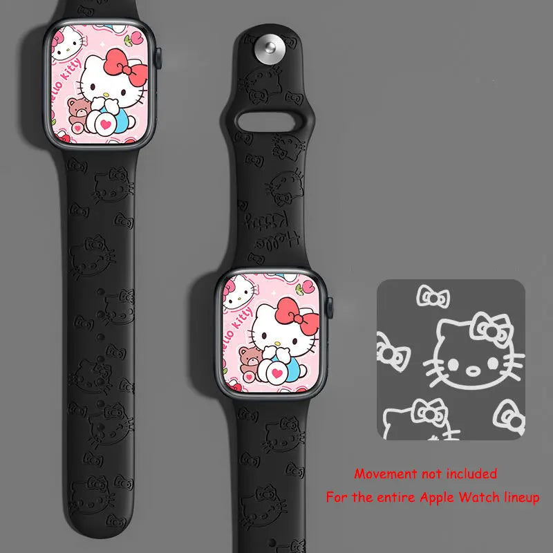 Sanrio Pastel Kitty Engraved Silicone Apple Watch Bracelet