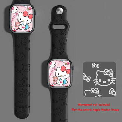 Sanrio Pastel Kitty Engraved Silicone Apple Watch Bracelet