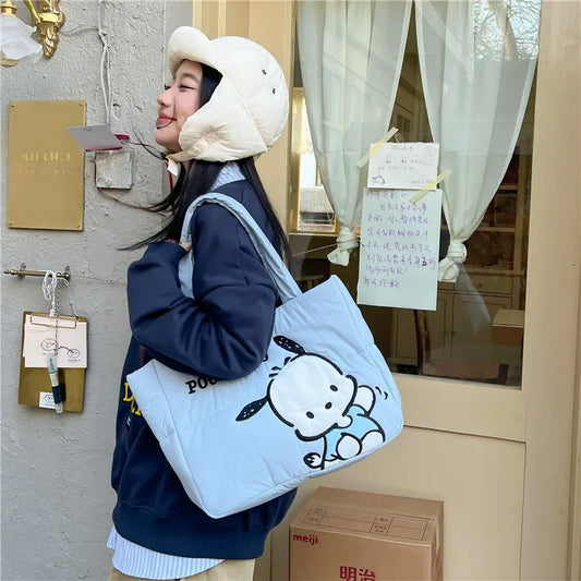 Sanrio Pochacco Tote Bag | Large Capacity Shoulder Bag for Daily Use