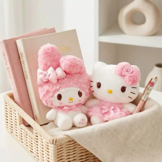 Sanrio Rose Pink Hello Kitty & My Melody Plush Toy